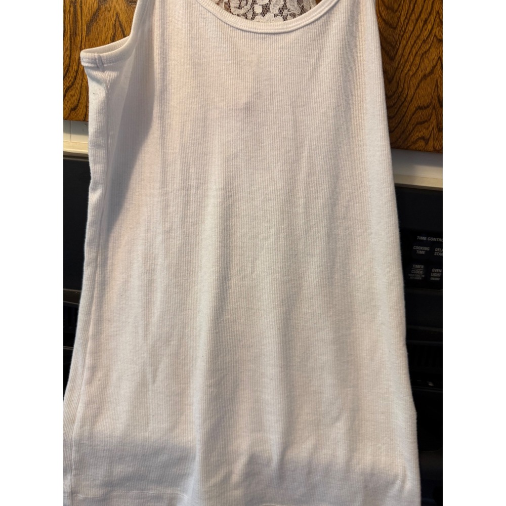 No Boundaries White Ribbed Lace Racerback Tank Top XL 15-17 Floral Detail - Picture 2 of 5